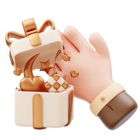 Hand with Eid Gift  3D Icon