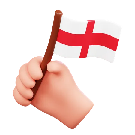 Hand with England Flag  3D Icon