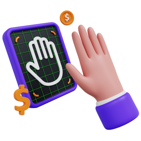 Hand With Fingerprint Scan  3D Icon