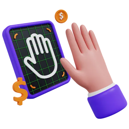 Hand With Fingerprint Scan  3D Icon