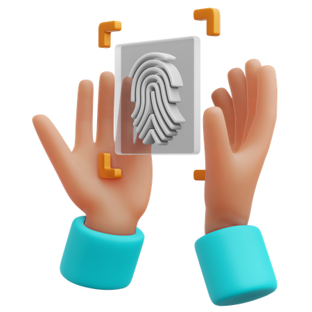 Hand With Fingerprint Scan  3D Icon