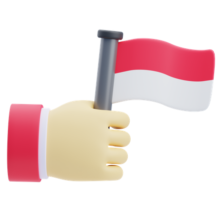 Hand With Flag  3D Icon