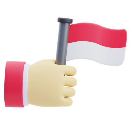Hand With Flag  3D Icon