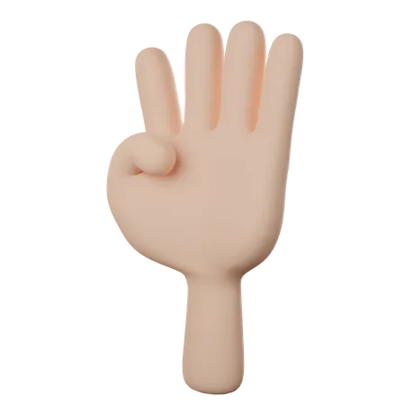 Hand With Four Fingers  3D Icon