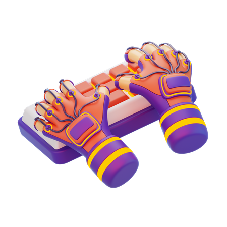 Hand With Futuristic Keyboard  3D Icon