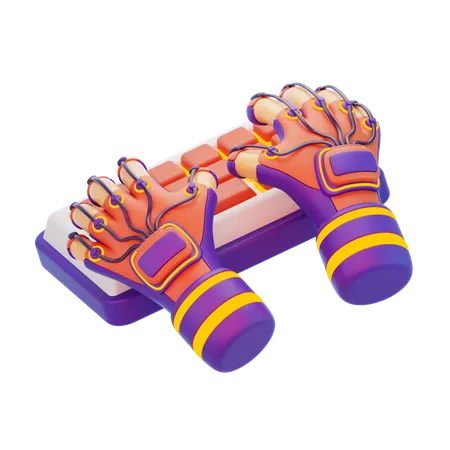 Hand With Futuristic Keyboard  3D Icon