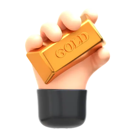 Hand With Gold Bar  3D Icon