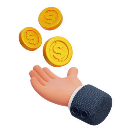 Hand with Gold Coins  3D Icon