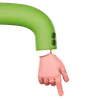 Hand With Green Sleeve Is Pointing Downward