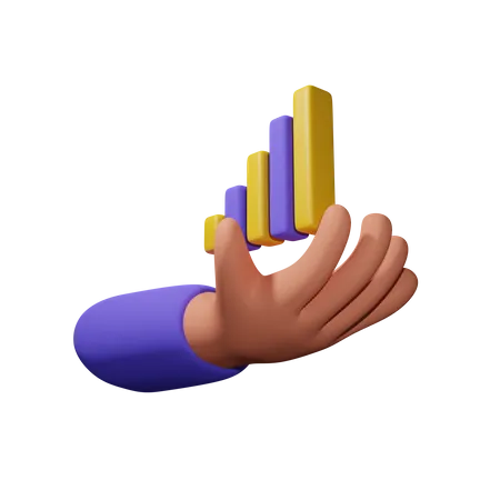 Hand With Growth Graph  3D Icon