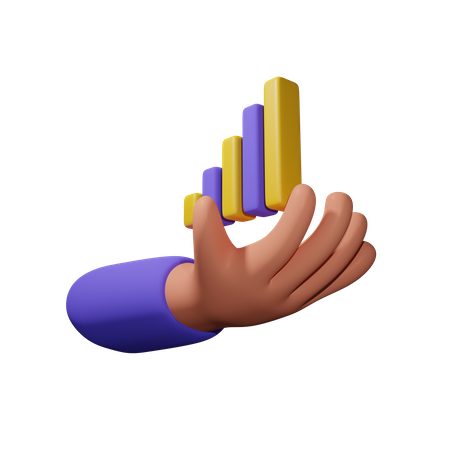 Hand With Growth Graph  3D Icon