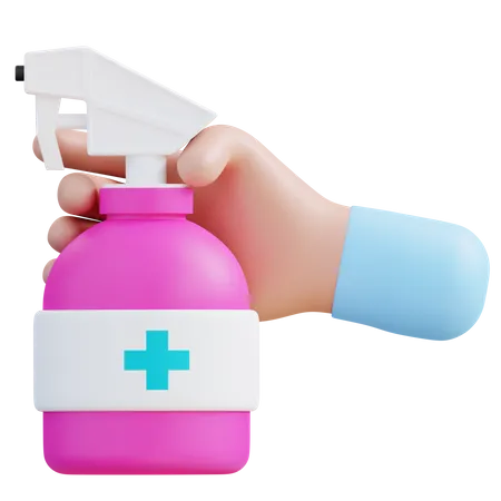 Hand With Hand Sanitizer  3D Icon