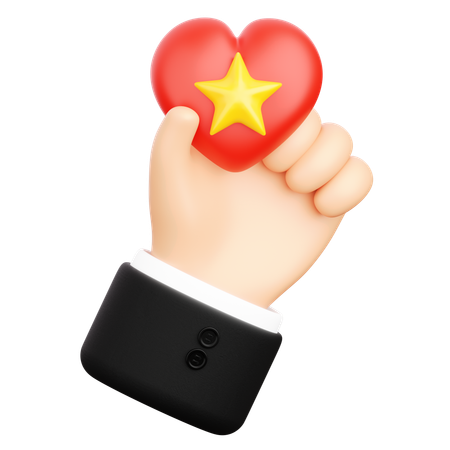 Hand with Heart and Star  3D Icon