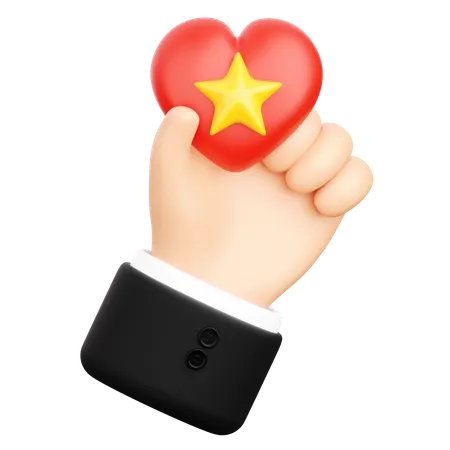Hand with Heart and Star  3D Icon