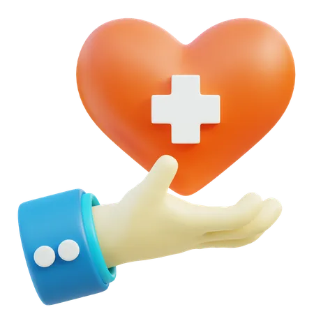 Hand With Heart Medical  3D Icon