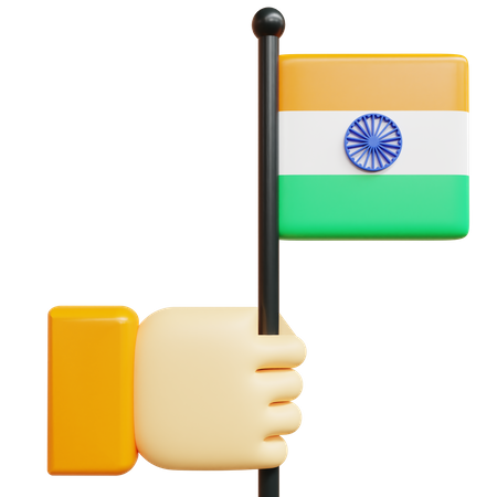 Hand With India Flag  3D Icon