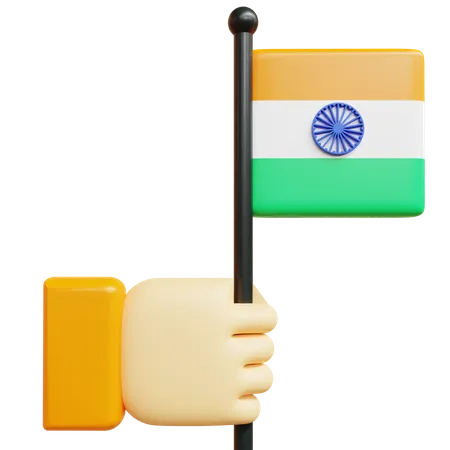 Hand With India Flag  3D Icon