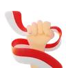 Hand With Indonesia Flag Ribbon