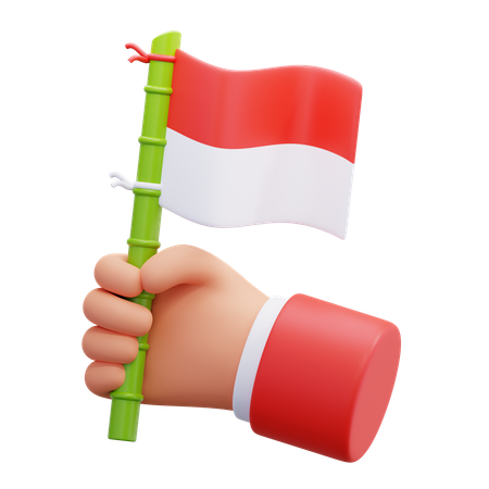 Hand with Indonesian Flag  3D Icon
