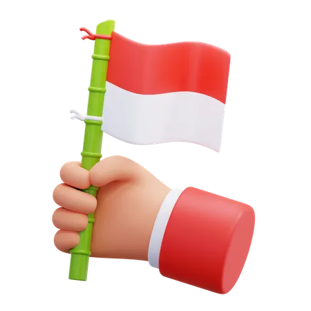 Hand with Indonesian Flag  3D Icon