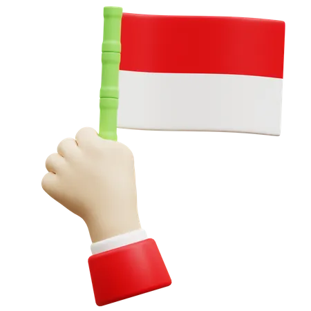 Hand With Indonesian Flag  3D Icon