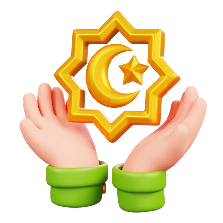 Hand with Islamic Symbol  3D Icon