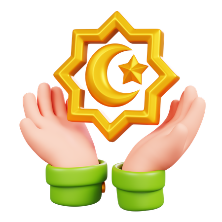 Hand with Islamic Symbol  3D Icon