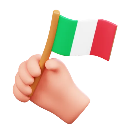 Hand with Italy Flag  3D Icon