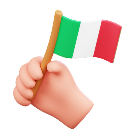 Hand with Italy Flag  3D Icon