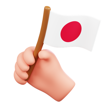 Hand with Japan Flag  3D Icon