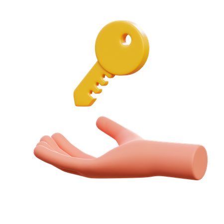 Hand with key  3D Icon