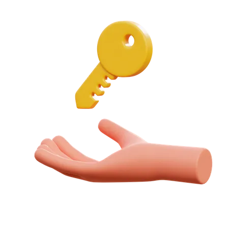 Hand with key  3D Icon