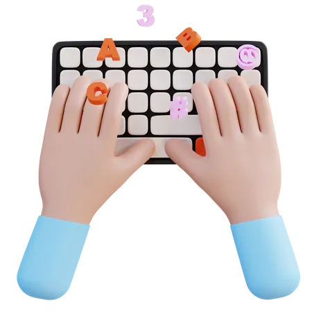 3 D Illustration Hand With Keyboard 3D Icon