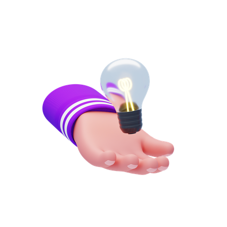 Hand With Lamp  3D Icon