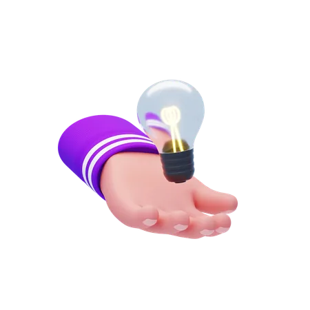 Hand With Lamp  3D Icon