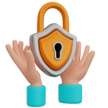 Hand With Lock Shield  3D Icon