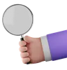 Hand with magnifying glass