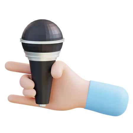 3 D Illustration Hand With Microphone 3D Icon