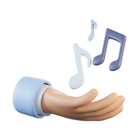Hand with Music Notes  3D Icon