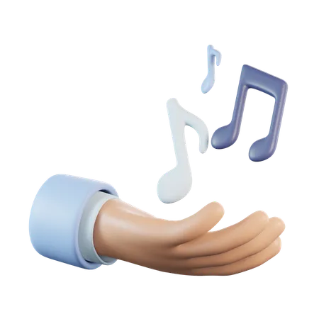 Hand with Music Notes  3D Icon