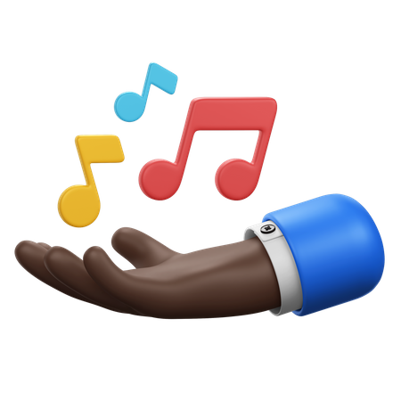 Hand With Music Notes  3D Icon