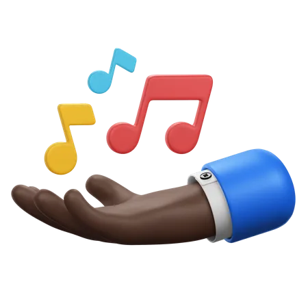 Hand With Music Notes  3D Icon