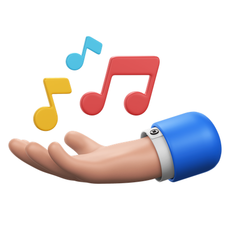 Hand With Music Notes  3D Icon