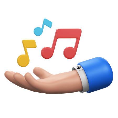 Hand With Music Notes  3D Icon