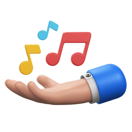 Hand With Music Notes  3D Icon