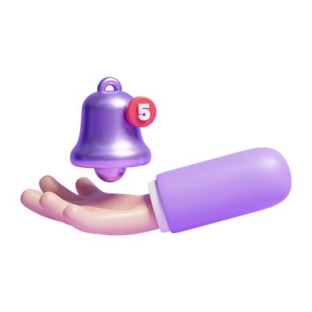 Hand With Notification Bell  3D Icon
