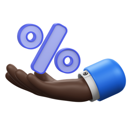 Hand With Percent Sign  3D Icon