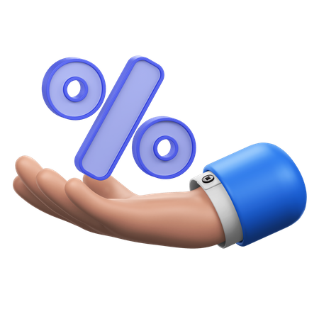 Hand With Percent Sign  3D Icon