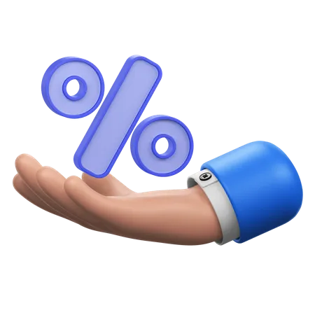A Hand With A Percent Sign Floating Above Symbolizing Discount Or Interest Rate 3D Icon