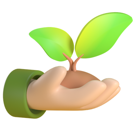 Hand with Plant  3D Icon